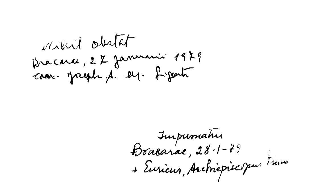 Nihil Obstat 1979 Tradução da Regra da MSM para PT