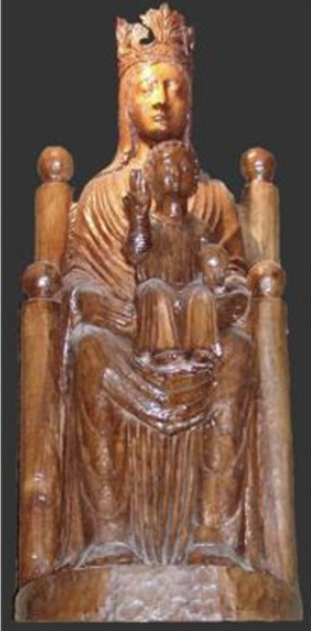 Imagem actual da Padroeira da Cripta, a primitiva foi destruída na Revolução Francesa